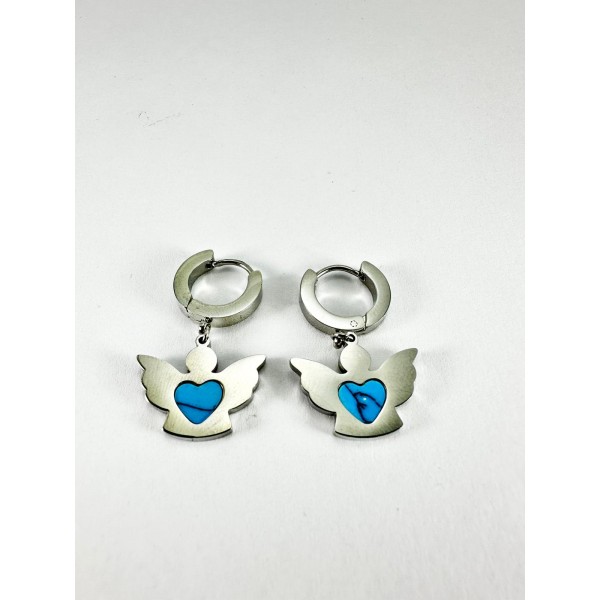 Gümüş Melek Desenli Küpe