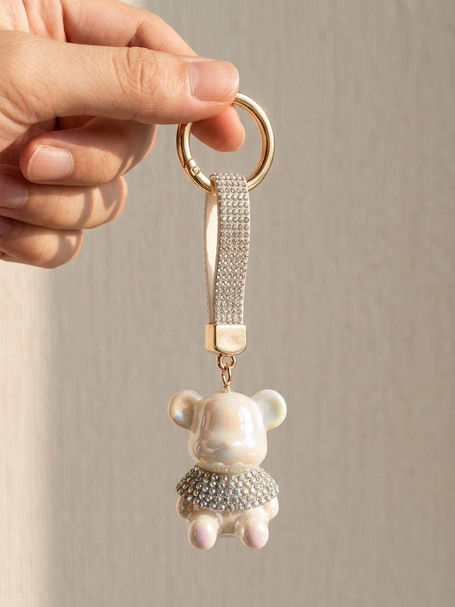 Jelly Bear Taş Yaka Detaylı Çanta Charmı & Anahtarlık